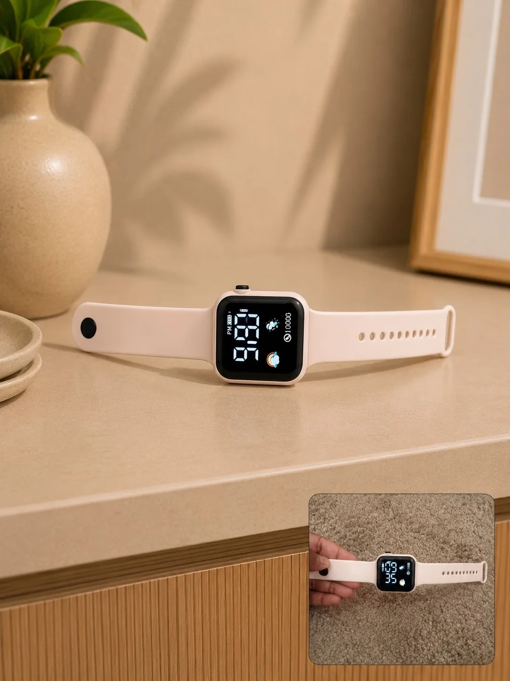 Pink Smartwatch Fitness Tracker - Compatible Wearable